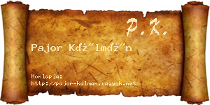 Pajor Kálmán névjegykártya